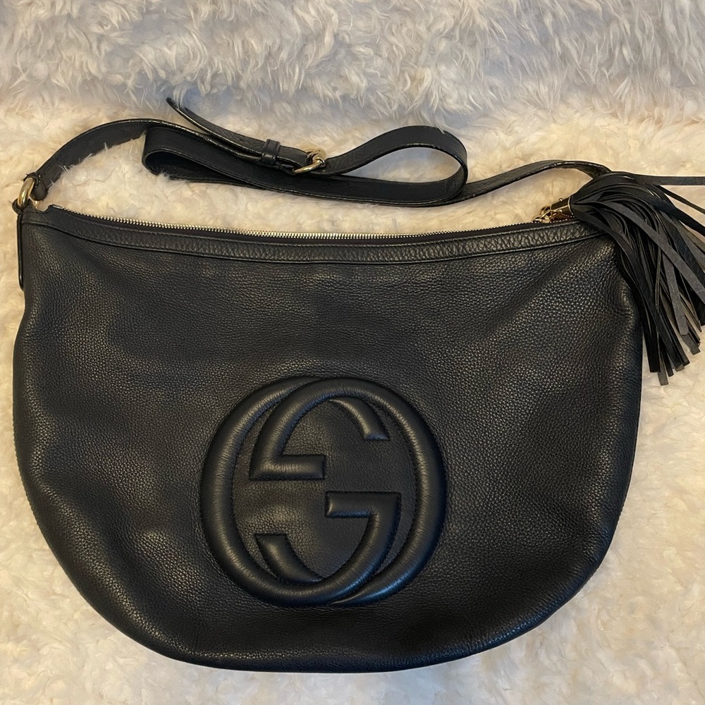 Gucci Black Soho Messenger Leather Shoulder Bag
